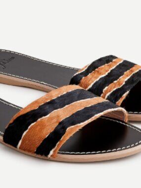 J.Crew Capri Slide Sandals – Tiger Print Calf Hair - Size 9 - MF0311